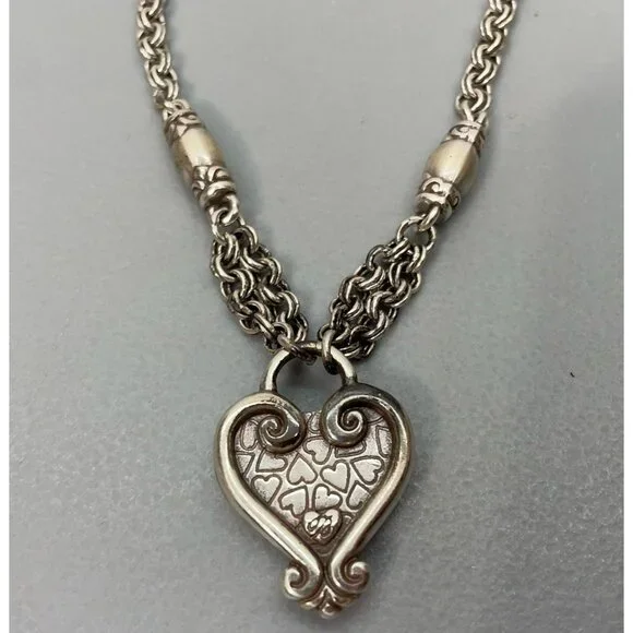 Brighton Blaire Heart Pendent Chain Necklace & Beaded Charm Bracelet Silver Tone - Picture 4 of 6